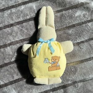 Handmade and cross-stitched bunny with bear and hobby horse cross- stitched